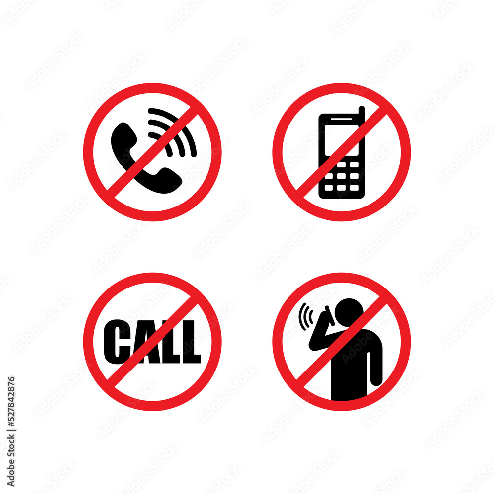 no call sign illustration vector, various no call symbol with red forbidden sign no call sign illustration vector, various no call symbol with red forbidden sign