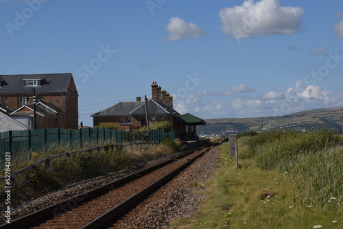the railway line at Borth that travels to Aberystwyth