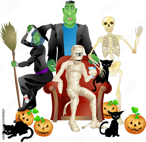halloween group illustration