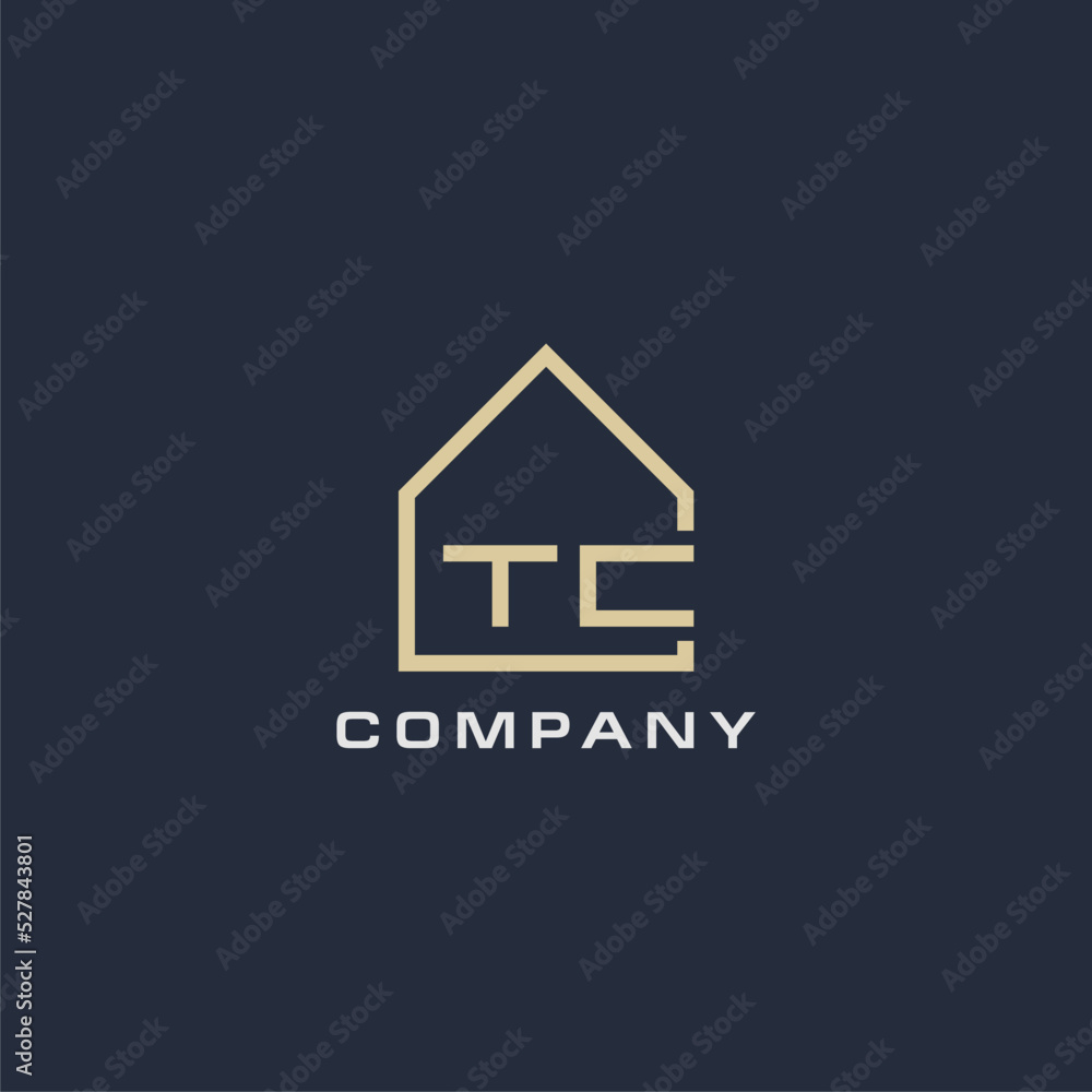 Initial letter TC real estate logo with simple roof style design ideas