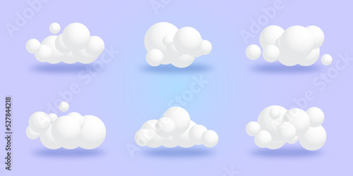White 3d realistic cloud isolated on a cloud blue background. renders a soft round cloud icon in the