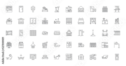 Apartment concept illustration, linear icons, line signs set, vector collection