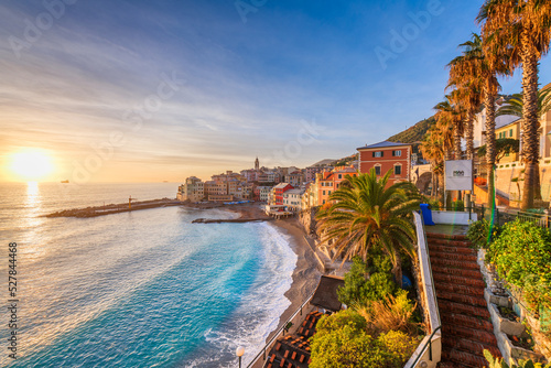 Fototapeta Naklejka Na Ścianę i Meble -  Maa Beach in Bogliasco, Genoa, Italy skyline on the Mediterranean Sea