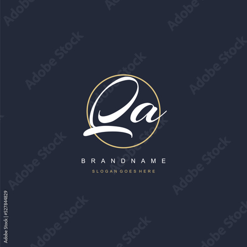 Initial letter QA logo monogram feminine style with circle line design ideas