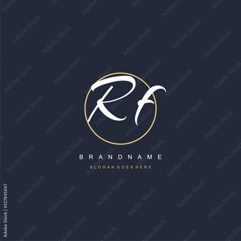 Initial letter RF logo monogram feminine style with circle line design ...