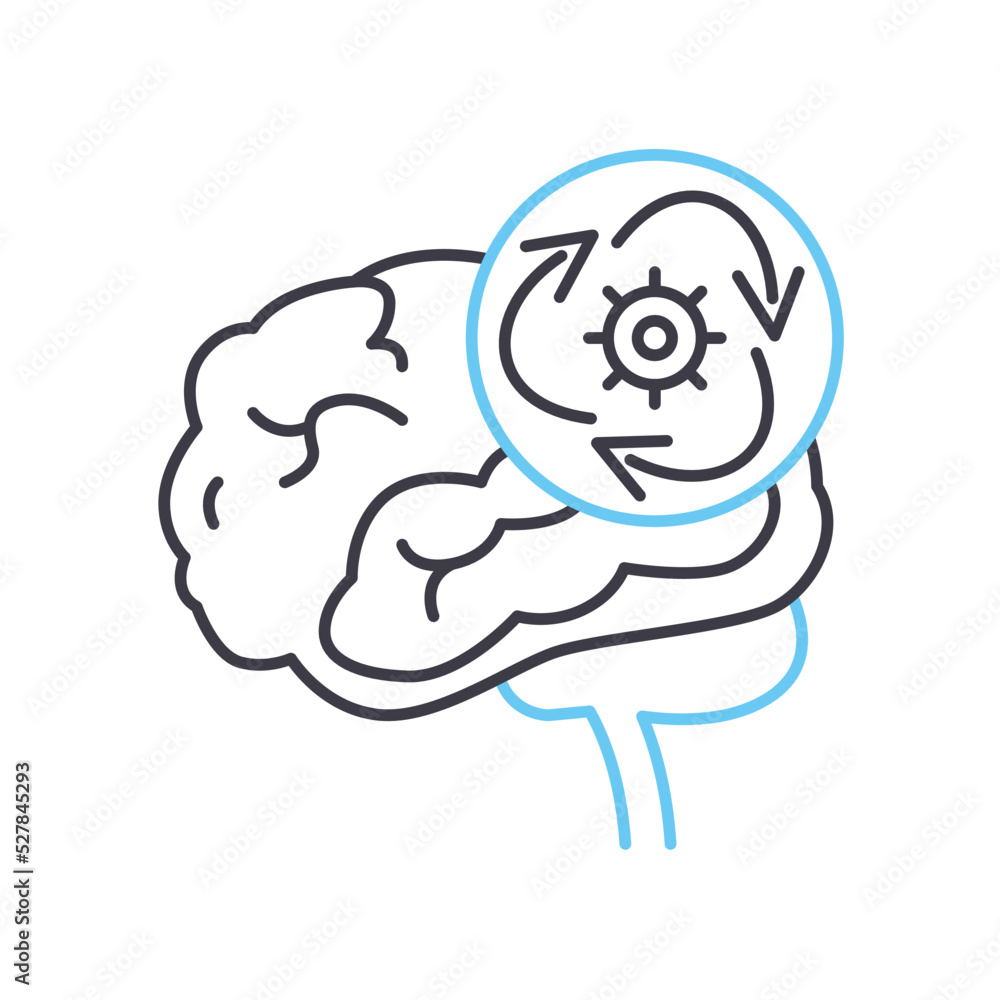 brain process line icon, outline symbol, vector illustration, concept sign brain process line icon, outline symbol, vector illustration, concept sign