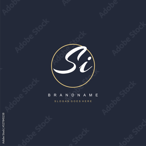 Initial letter SI logo monogram feminine style with circle line design ideas