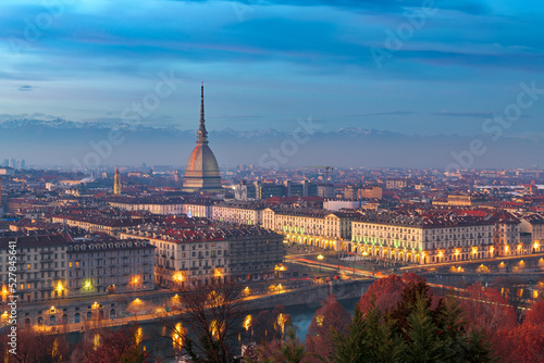 Turin  Piedmont  Italy skyline with the Mole Antonelliana