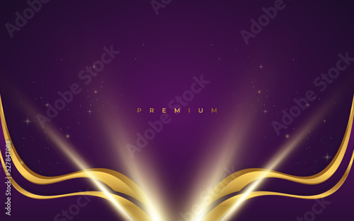 Luxury Purple and Gold Background with Golden Lines and Paper Cut Style. Premium Purple and Gold Background for Award, Nomination, Ceremony, Formal Invitation or Certificate Design