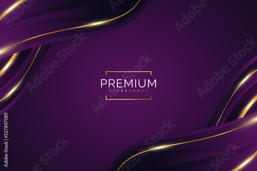 Luxury Purple and Gold Background with Golden Lines and Paper Cut Style. Premium Purple and Gold Background for Award, Nomination, Ceremony, Formal Invitation or Certificate Design