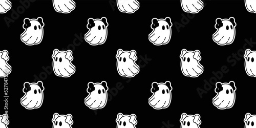 Ghost seamless pattern spooky Halloween vector scarf isolated tile background repeat wallpaper cartoon devil evil gift wrapping paper doodle illustration design