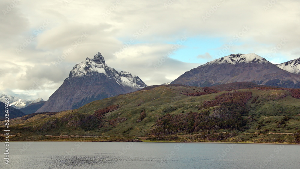 Snow capped Martial Mountains near Ushuaia, Argentina, with the Beagle Channel in the foreground Snow capped Martial Mountains near Ushuaia, Argentina, with the Beagle Channel in the foreground