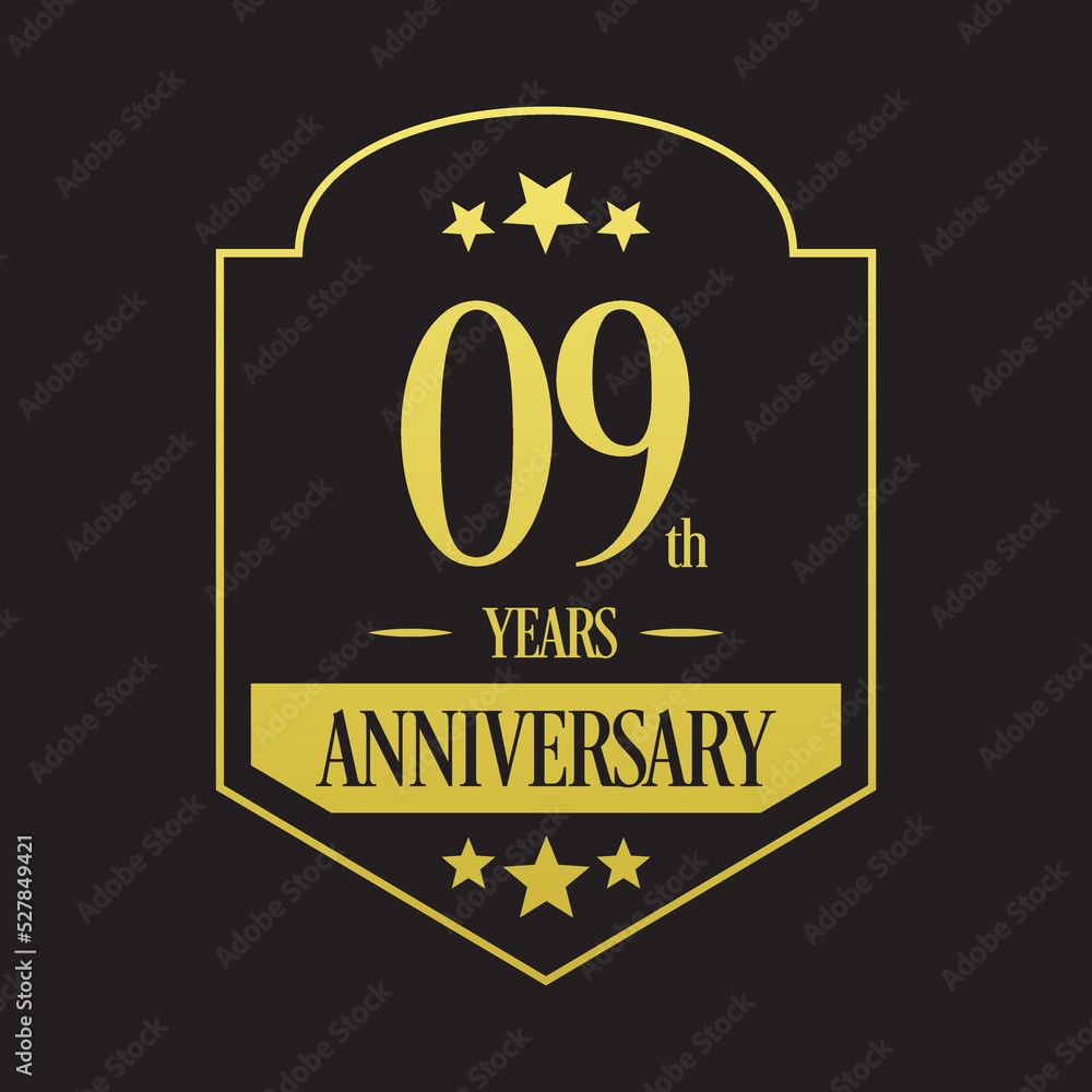 Luxury 9th years anniversary vector icon, logo. Graphic design element