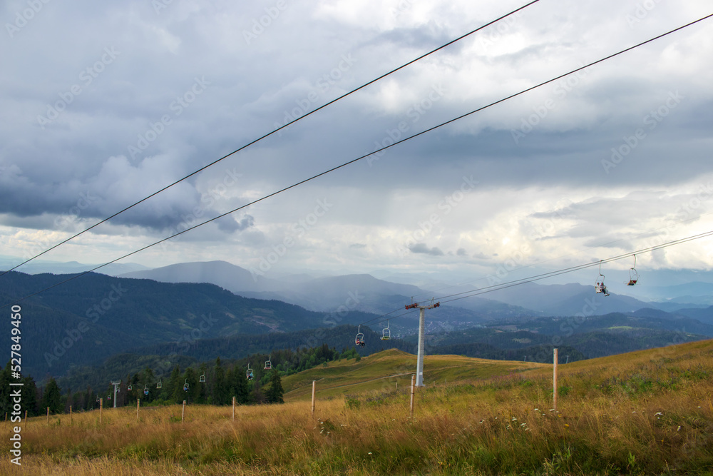Events in the thick clouds or heavenly pictures. Climbing the mountain. The thundery weather in the Carpathians.