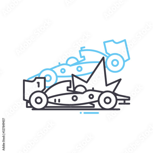 car crash line icon, outline symbol, vector illustration, concept sign