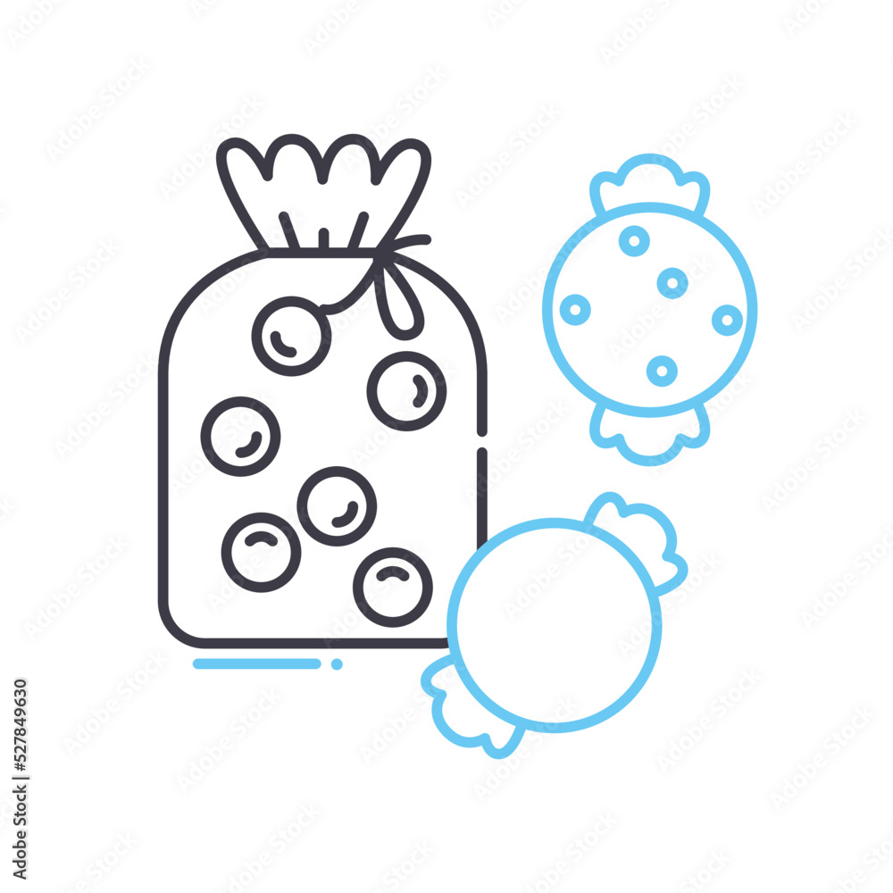 candy bag line icon, outline symbol, vector illustration, concept sign candy bag line icon, outline symbol, vector illustration, concept sign