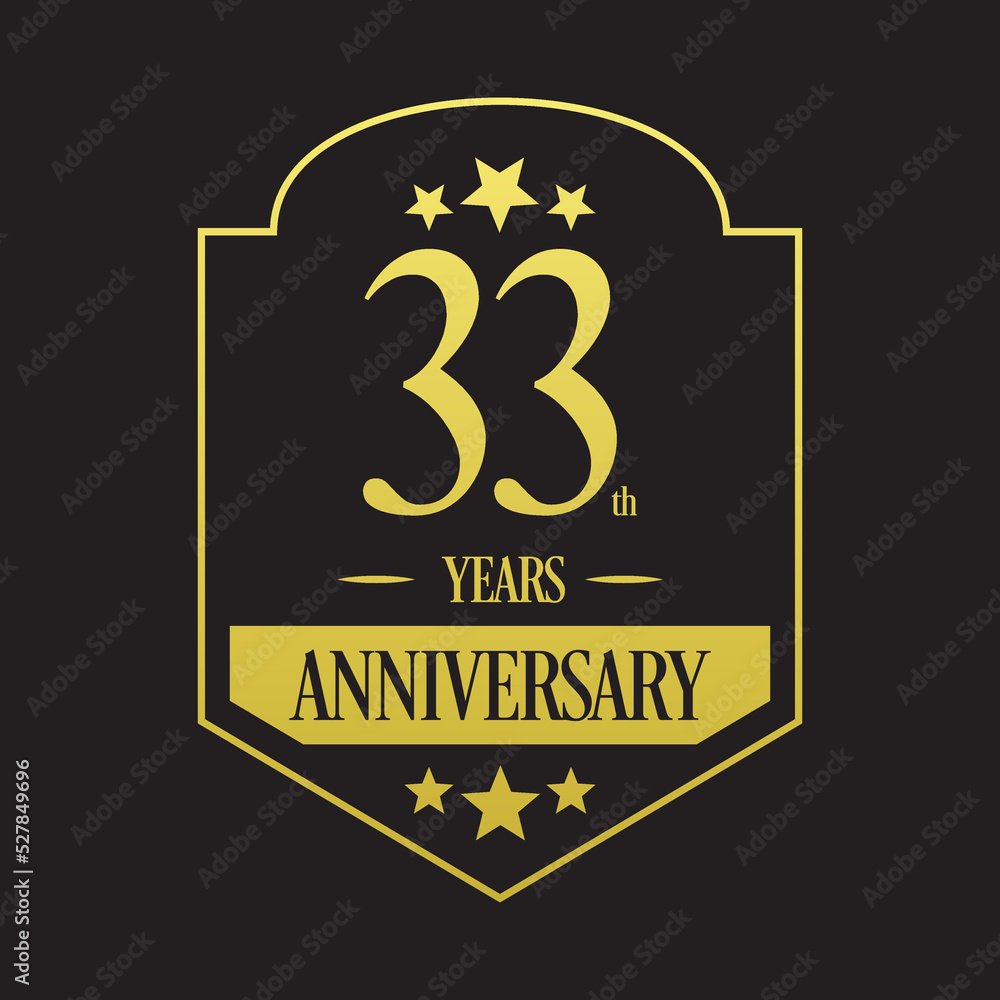 Luxury 33rd years anniversary vector icon, logo. Graphic design element