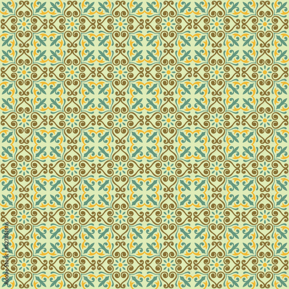 Italian tile pattern vector seamless with vintage ornaments. Portuguese azulejos, mexican talavera, italy sicily majolica motifs. Tiled texture for ceramic kitchen wall or bathroom mosaic floor