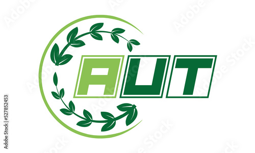 AUT Three-letter natural logo design, vector template. | monogram logo | abstract logo | wordmark logo | font logo | lettermark logo | business logo | brand logo |