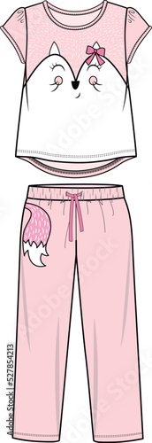 KIDS AND TEENS TEE AND PAJAMA SET VECTOR