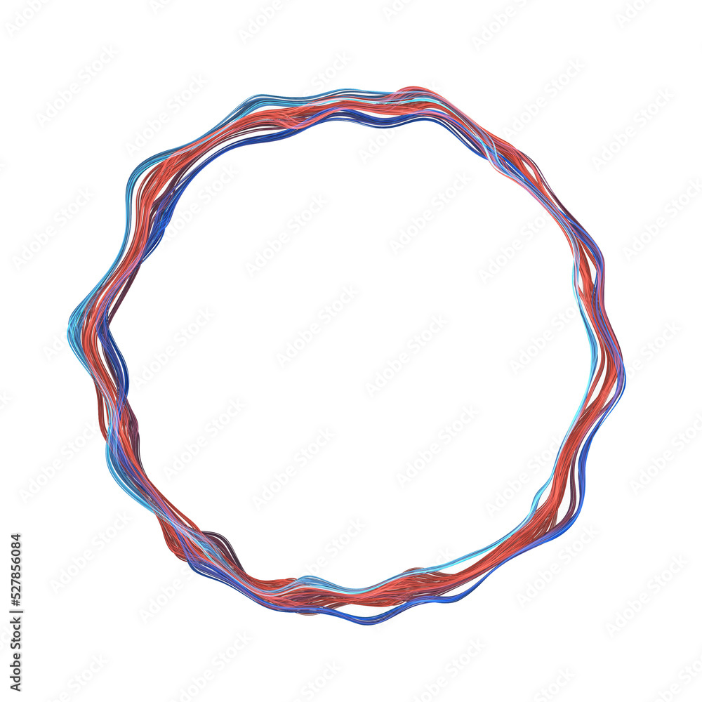 Fototapeta premium Wavy red blue circle frame background
