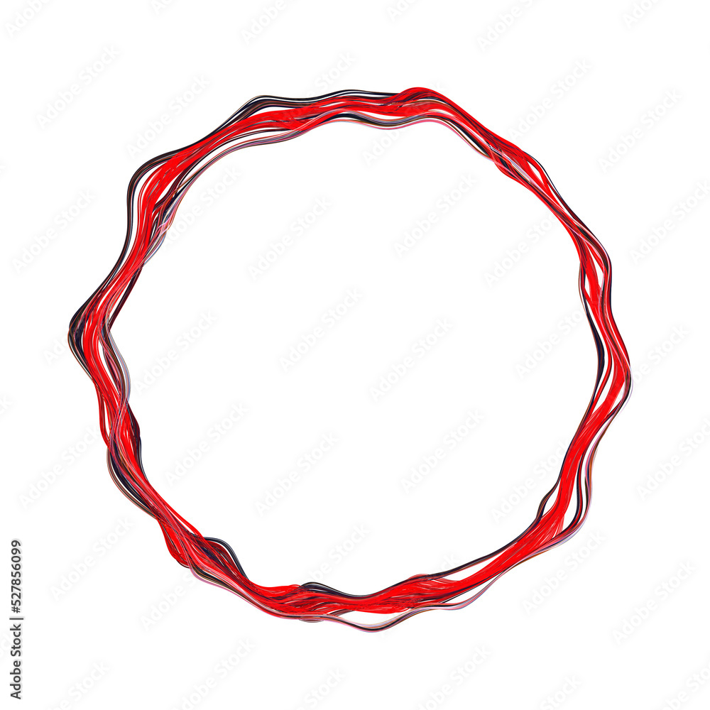 Fototapeta premium Wavy red white circle lines frame background