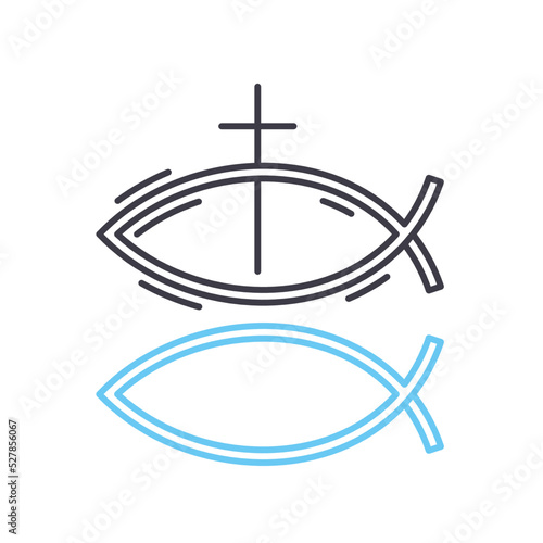 christian fish line icon, outline symbol, vector illustration, concept sign