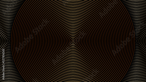 Abstract elegant glossy golden metallic radial circles lines pattern luxury background