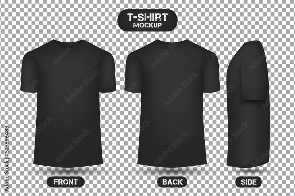 Plain black t shirt side view clearance