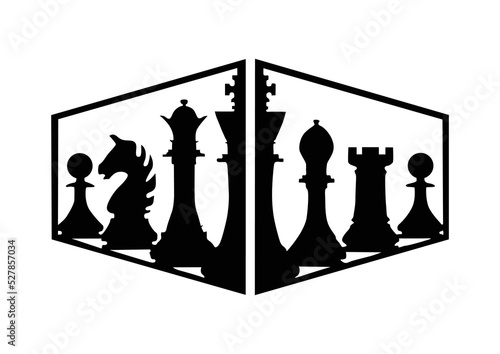 Canvastavla CHESS PIECES WOOD WALL ART -CHESS WALL DECRO BLACK BOARD GAME WALL