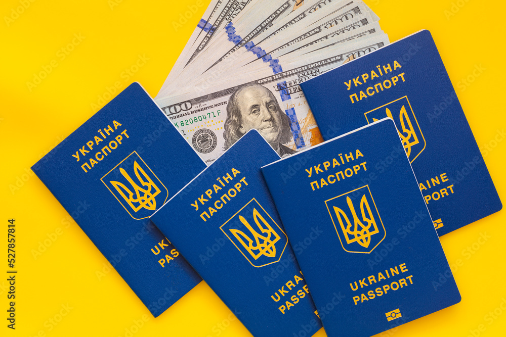 ukrainian passports and 100 dollar banknotes ukrainian passports and 100 dollar banknotes