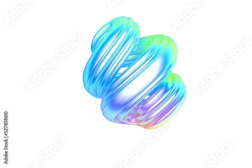 3D rendering of colorful abstract twisted wavy shape in motion. Computer generated geometric digital art