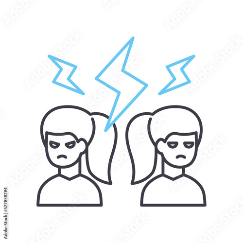 conflict line icon, outline symbol, vector illustration, concept sign