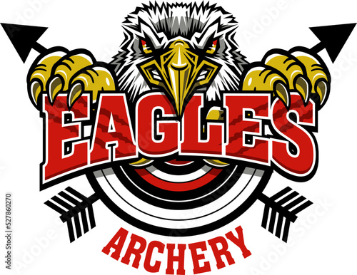  archery team design with eagle mascot and target for school, college or league