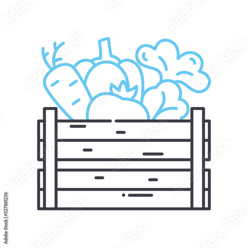 crate of vegetables line icon, outline symbol, vector illustration, concept sign