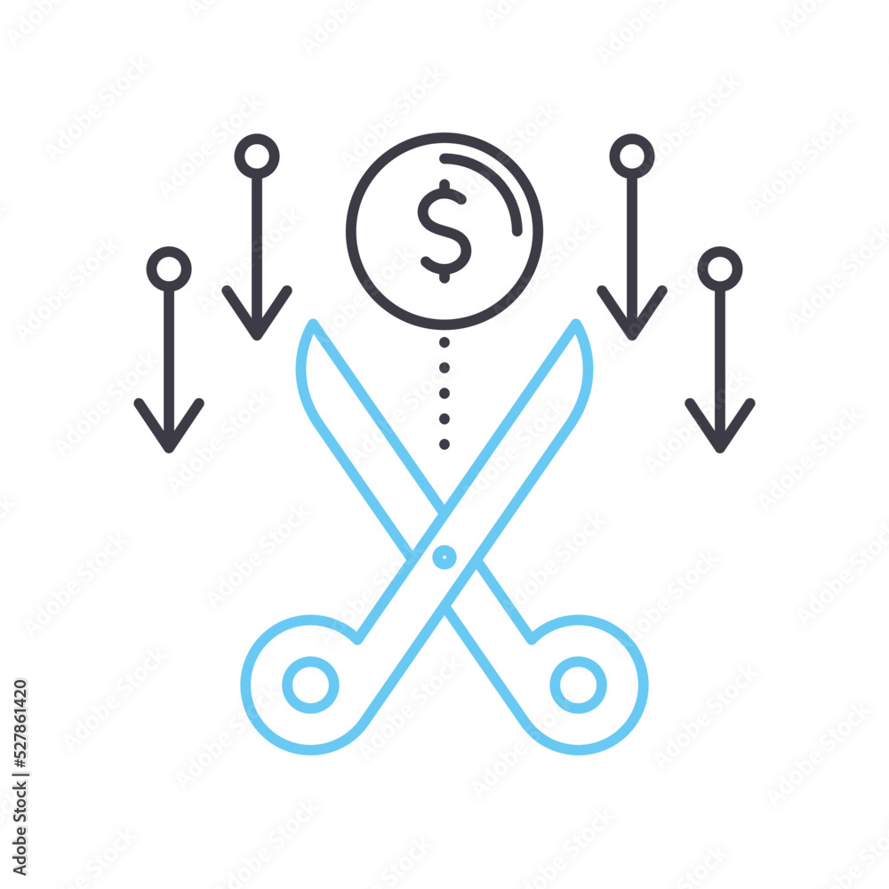 cost reduction line icon, outline symbol, vector illustration, concept sign cost reduction line icon, outline symbol, vector illustration, concept sign