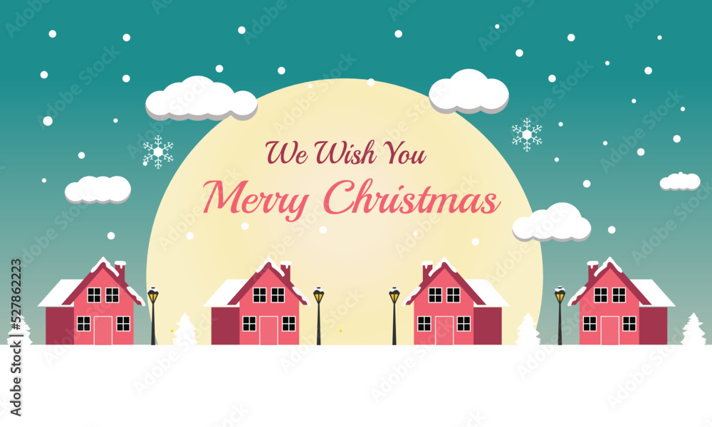background merry chirstmas animation. landscape. vector. illustration 