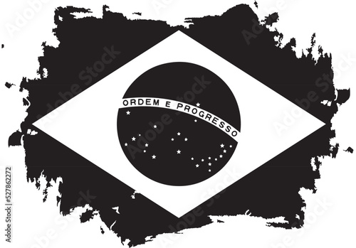 Black and White Brazil Flag Logo