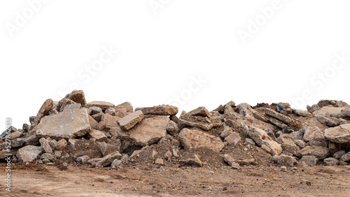 Isolate concrete debris from the demolition, road and placed the left on the ground to be reused in land fills. photo