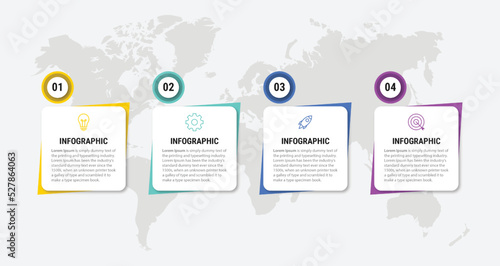 Vector Infographic label design template with icons and 4 options or steps. Can be used for process diagram, presentations, workflow layout, banner, flow chart, info graph.