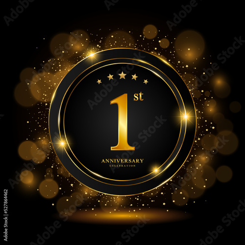 1st Anniversary Celebration. Golden anniversary celebration template design, Vector illustrations.