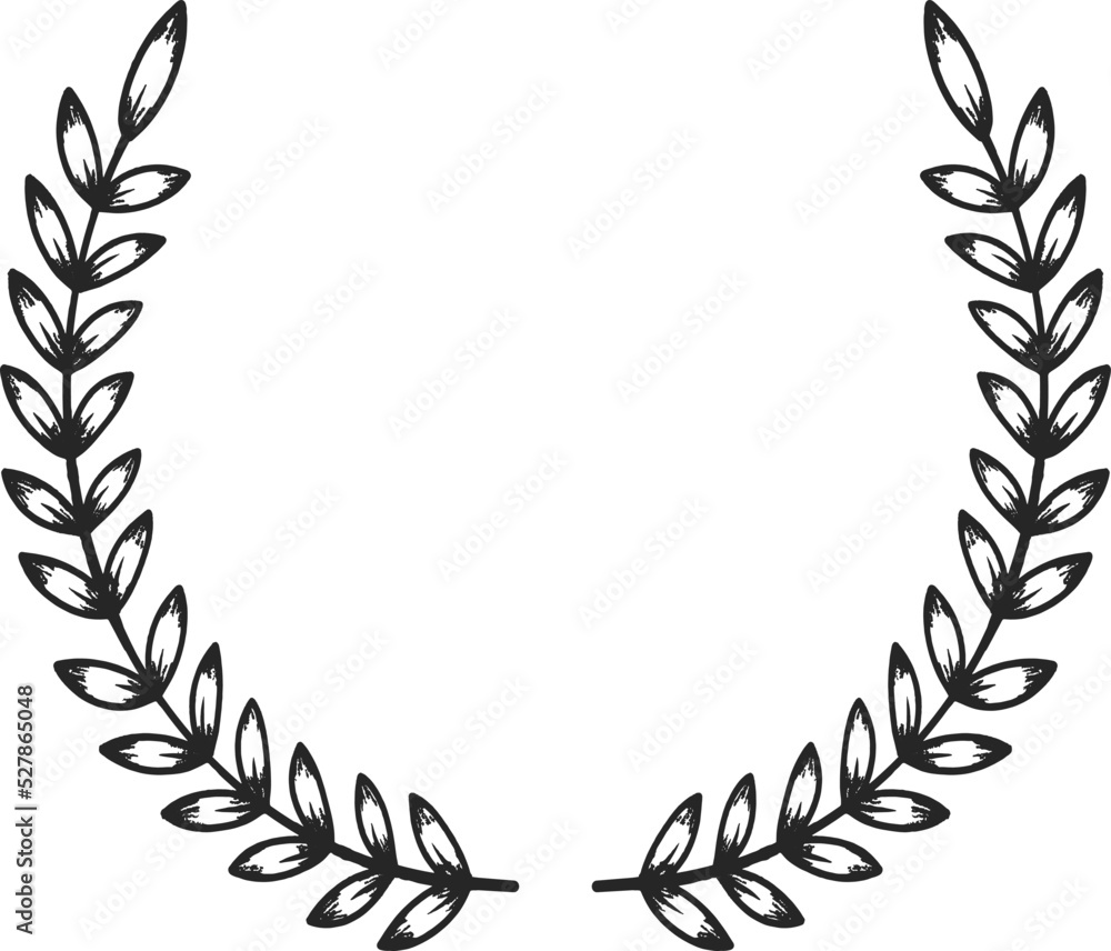 Vector illustration of leaf wreath in hand-drawn style.