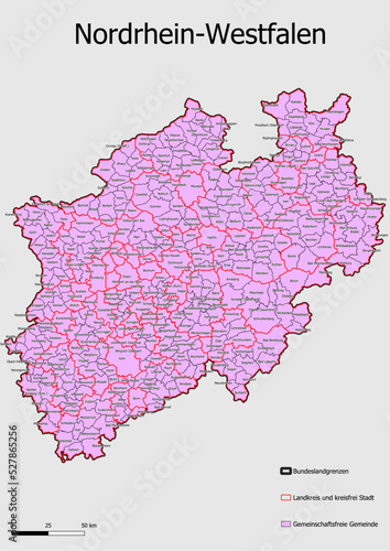 Administrative Gliederung Bundesland Nordrhein - Westfalen Einheitsgemeinde, Verwaltunsgemeinschaft, Verwaltungsverband