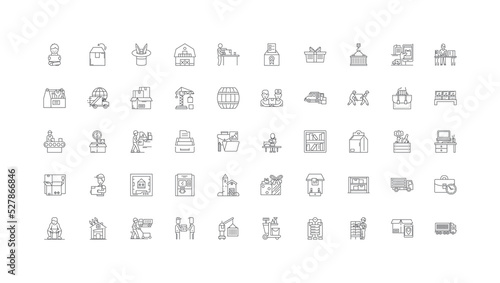 Storage ideas, linear icons, line signs set, vector collection