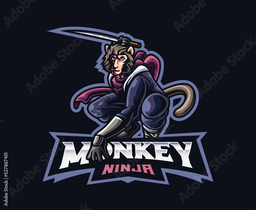 Monkey ninja mascot logo design