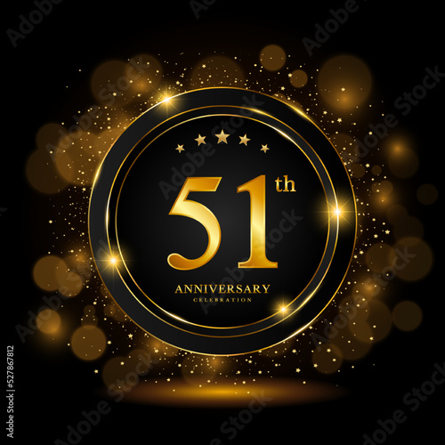 51th Anniversary Celebration. Golden anniversary celebration template design, Vector illustrations.