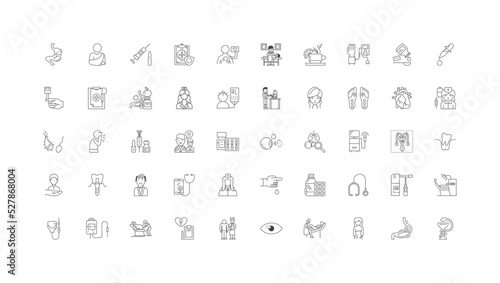 Therapy ideas, linear icons, line signs set, vector collection