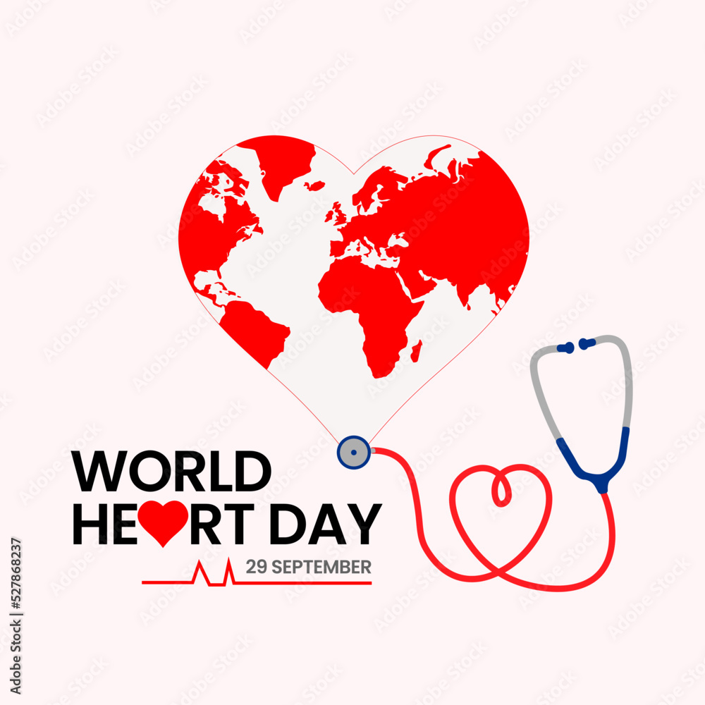 World heart day with world map social media banner World heart day with world map social media banner