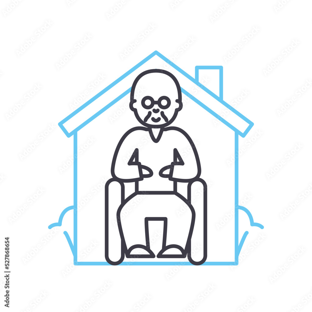 disabled senior line icon, outline symbol, vector illustration, concept sign disabled senior line icon, outline symbol, vector illustration, concept sign