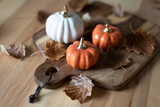 beautiful autumn background with pumpkins